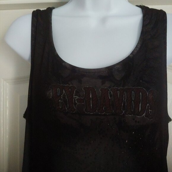 Harley Davidson Eagle Crystals Mesh Tank Biker Rocker Goth L - Picture 3 of 16